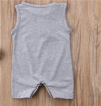Grey Cotton Letter Printed Summer Romper for Kids