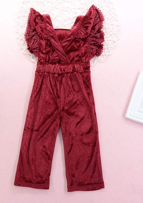 Velvet Backless Jumpsuit for Baby Girls