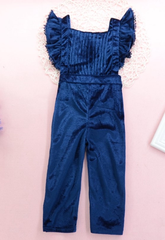 Velvet Backless Jumpsuit for Baby Girls