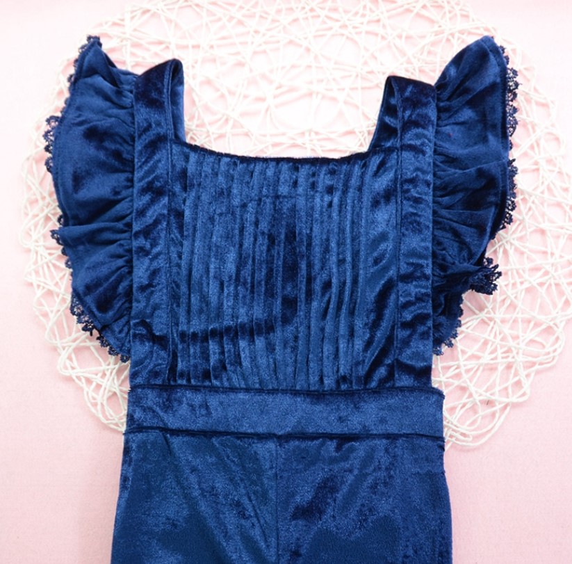 Velvet Backless Jumpsuit for Baby Girls