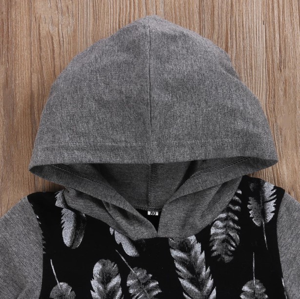 Grey Cotton Hooded Jumpsuit for Baby Boy