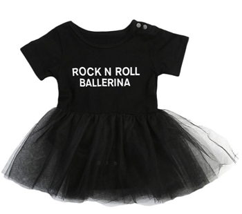 Black Cotton Letter Printed Dress for Baby Girl