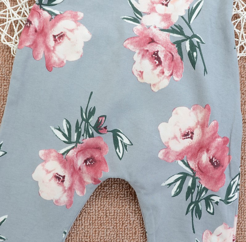 Cotton Flower Printed Sleeveless Jumpsuit for Baby Girl