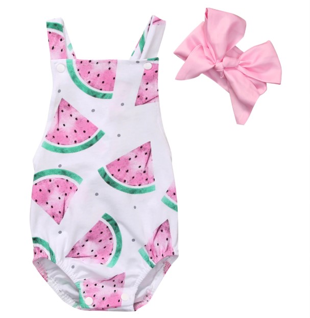 Cotton Watermelon Open Back Suit for Baby Girl