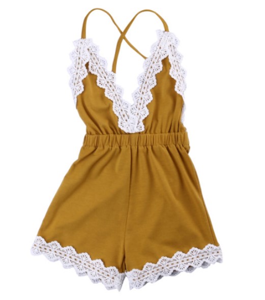 Cotton Sleeveless Backless Jumpsuit for Baby Girl