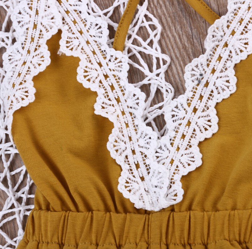 Cotton Sleeveless Backless Jumpsuit for Baby Girl