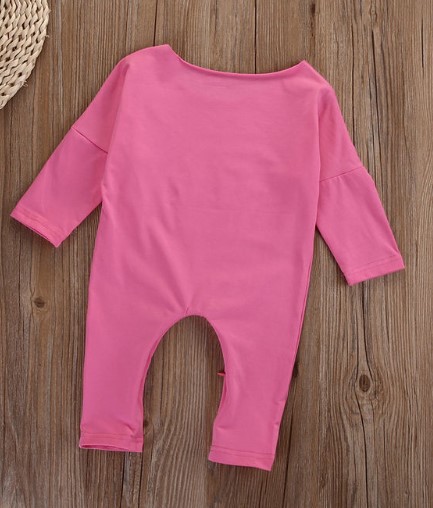 Pink Cotton Letter Printed Jumpsuit for Baby Girl 