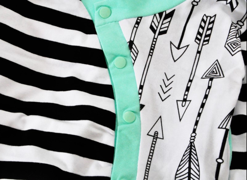 Cotton Striped Arrow Full Sleeve Jumpsuit for Baby Girl