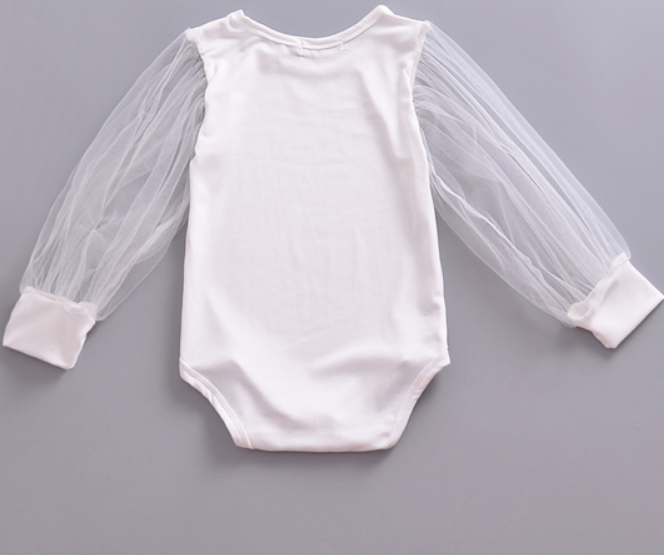 Cotton Crawling Mesh Long Sleeve Dress for Baby Girl