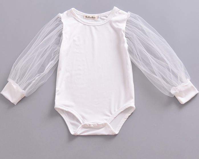 Cotton Crawling Mesh Long Sleeve Dress for Baby Girl