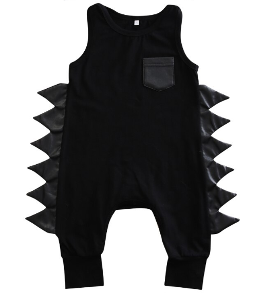 Black Cotton Zebra Sleeve Less Romper for Kids