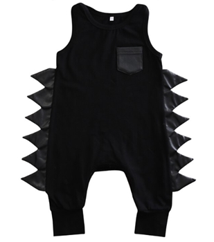 Black Cotton Zebra Sleeve Less Romper for Kids