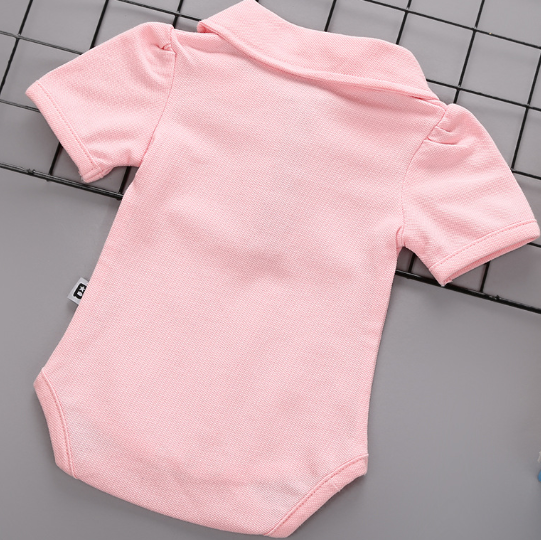 Cotton Turn Down Collar Summer Dress for Baby Girl 