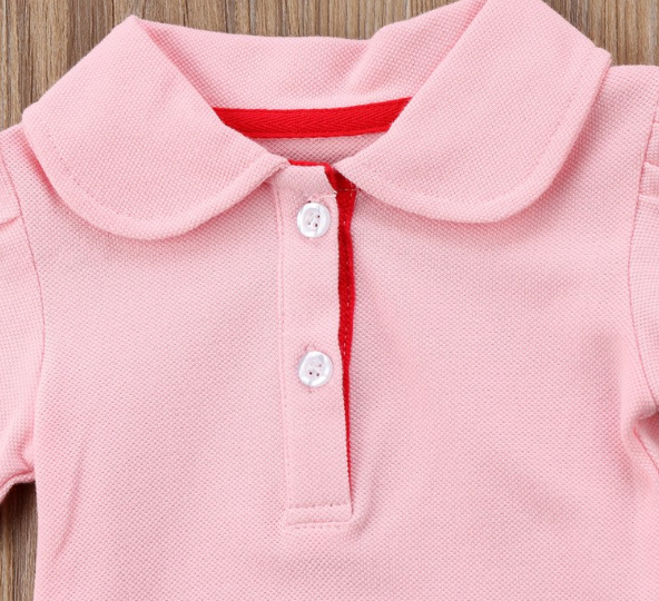 Cotton Turn Down Collar Summer Dress for Baby Girl 