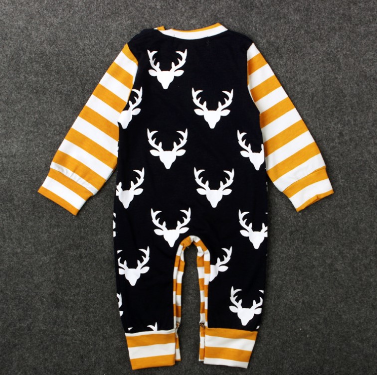 Cotton Deer Printed Long Sleeved Jumpsuit for Baby Boy
