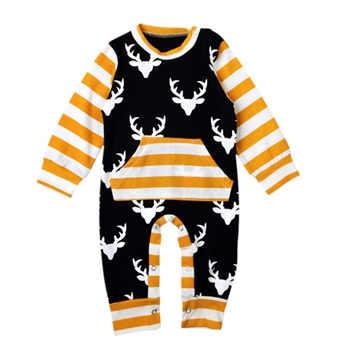 Cotton Deer Printed Long Sleeved Jumpsuit for Baby Boy