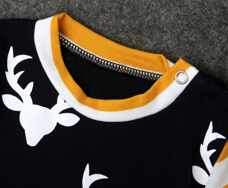 Cotton Deer Printed Long Sleeved Jumpsuit for Baby Boy