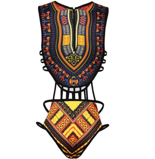 Black Printed Hollow Stylish Swim Wear for Women