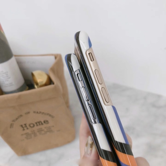 Blue Plastic Irregular Stripes Printed iPhone X Back Cover