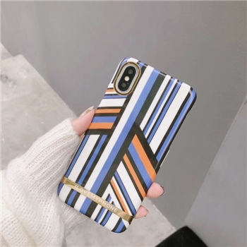 Blue Plastic Irregular Stripes Printed iPhone X Back Cover