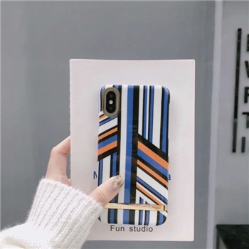 Blue Plastic Irregular Stripes Printed iPhone X Back Cover