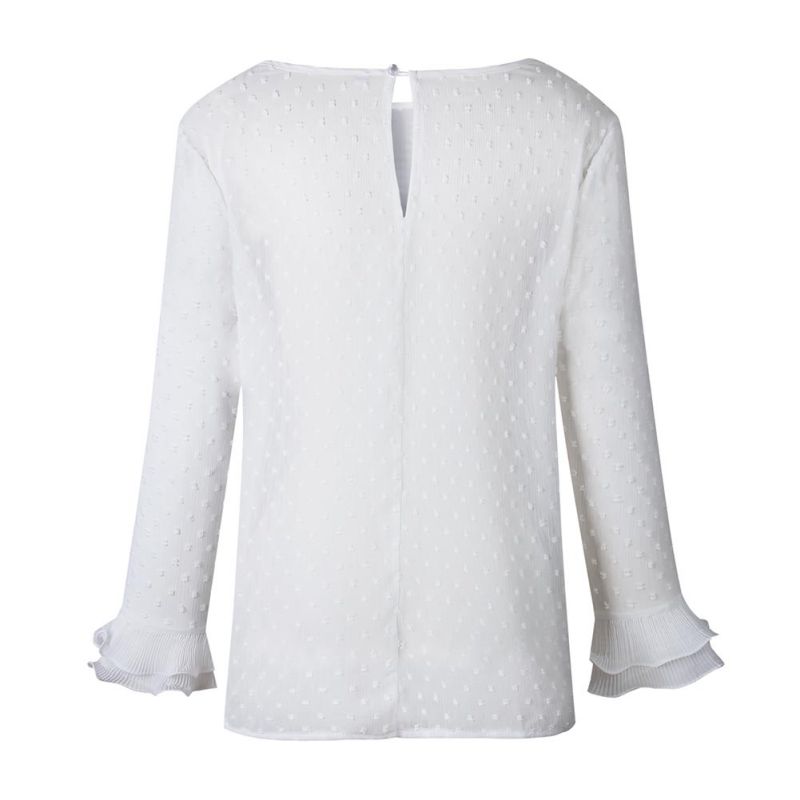 White Polyester Ruffled Front Elegant Women Top