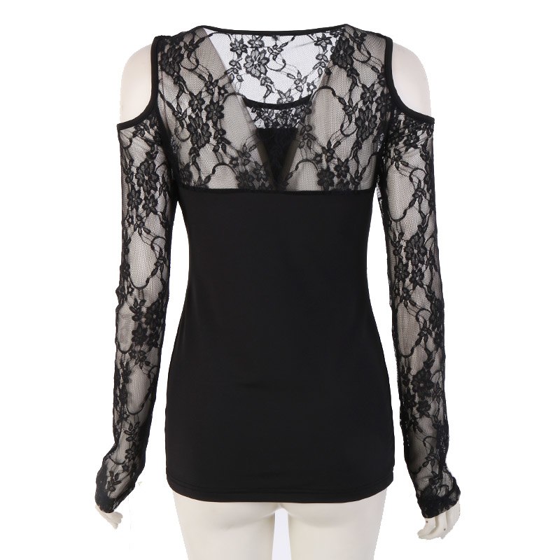 Polyester Printed Front Cold Shoulder Net Sleeeves Women Top