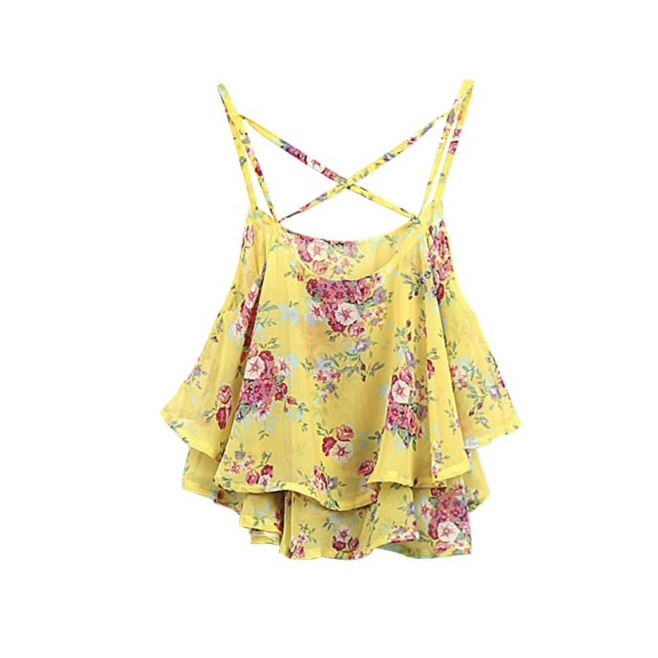 Polyester Floral Printed Peplum Crop Women Top