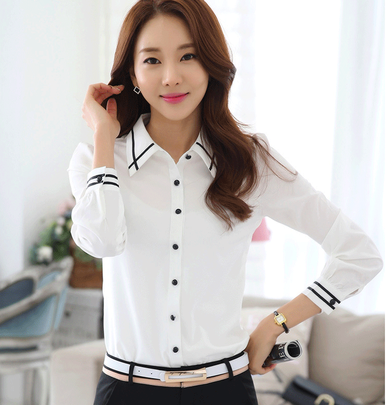 Polyester Plain Stripped Wrist Formal Women Top