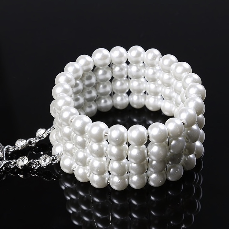 Alloy Pearls Patterned Adjustable Ring Women Bracelet