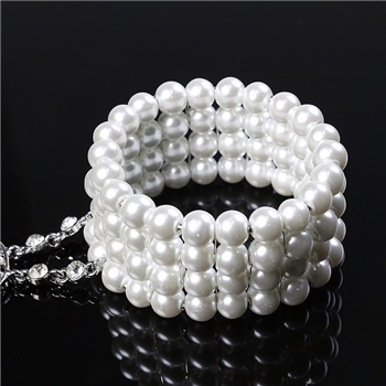 Alloy Pearls Patterned Adjustable Ring Women Bracelet