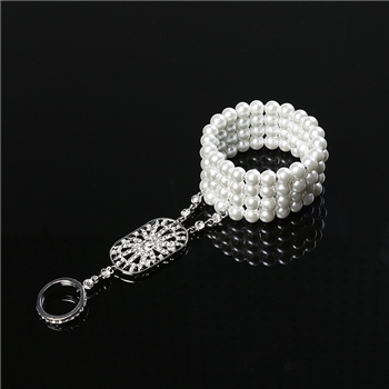 Alloy Pearls Patterned Adjustable Ring Women Bracelet