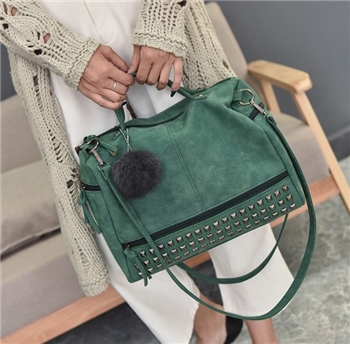 PU Leather Vintage Hair Ball Bag for Women