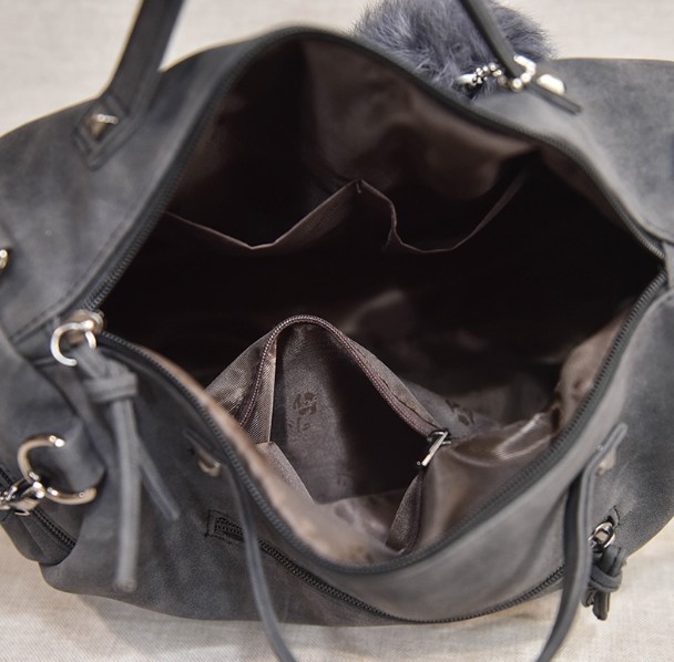 PU Leather Vintage Hair Ball Bag for Women