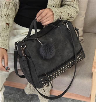 PU Leather Vintage Hair Ball Bag for Women