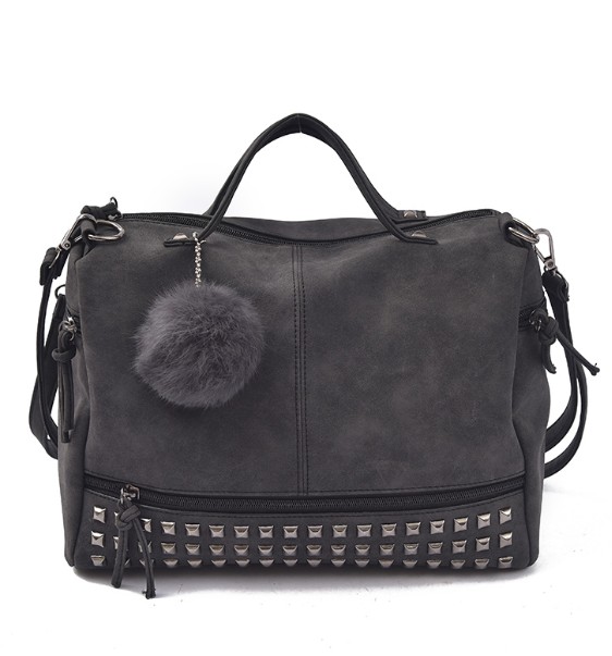 PU Leather Vintage Hair Ball Bag for Women