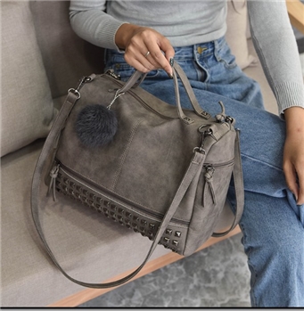 PU Leather Vintage Hair Ball Bag for Women