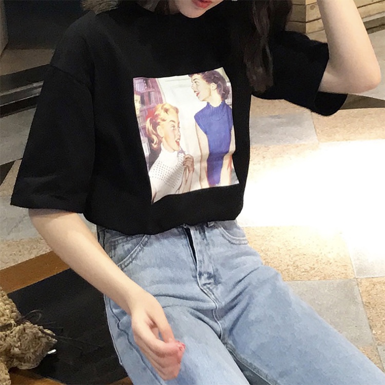 Polyester Patch Printed Front Women Top