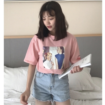 Polyester Patch Printed Front Women Top