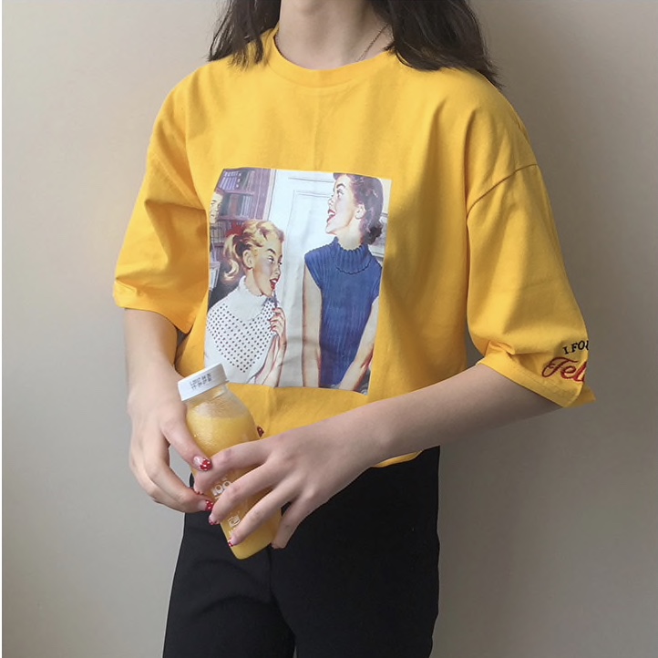 Polyester Patch Printed Front Women Top