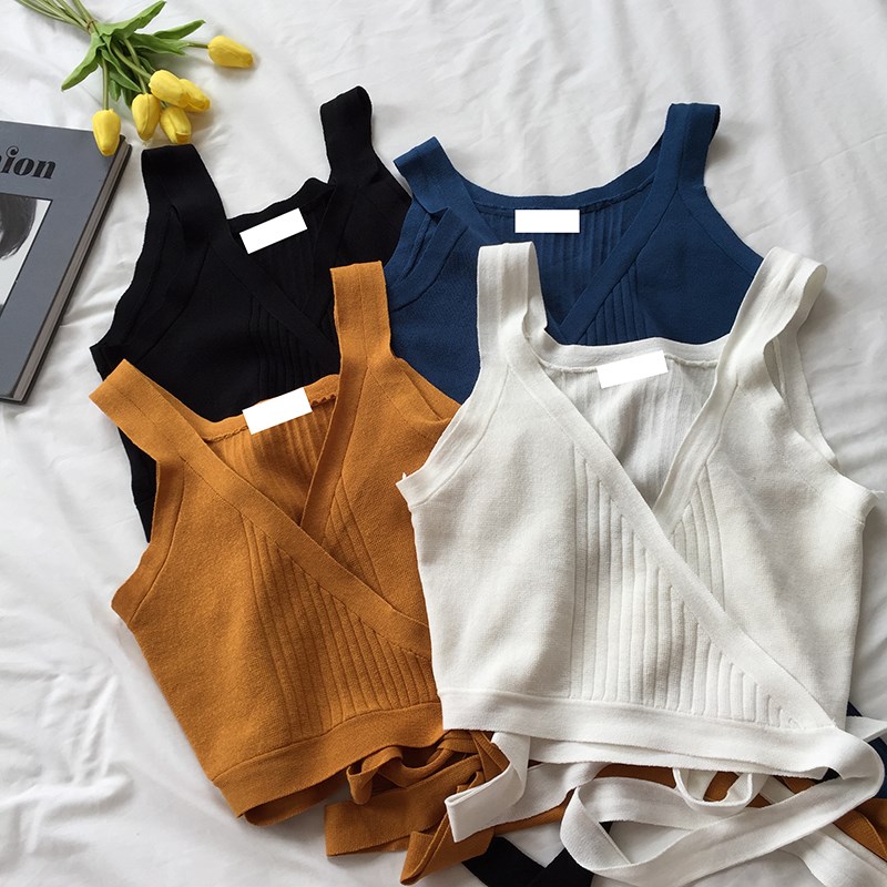 Polyester Sash Waist Plain Crop Women Top