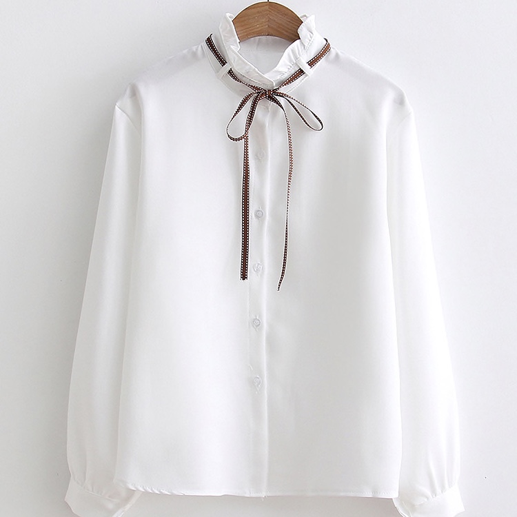 Polyester Ruffled Tassel Neck Women Top