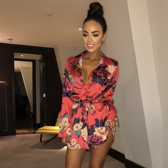 Polyester Floral Printed Sash Waist Women Dress