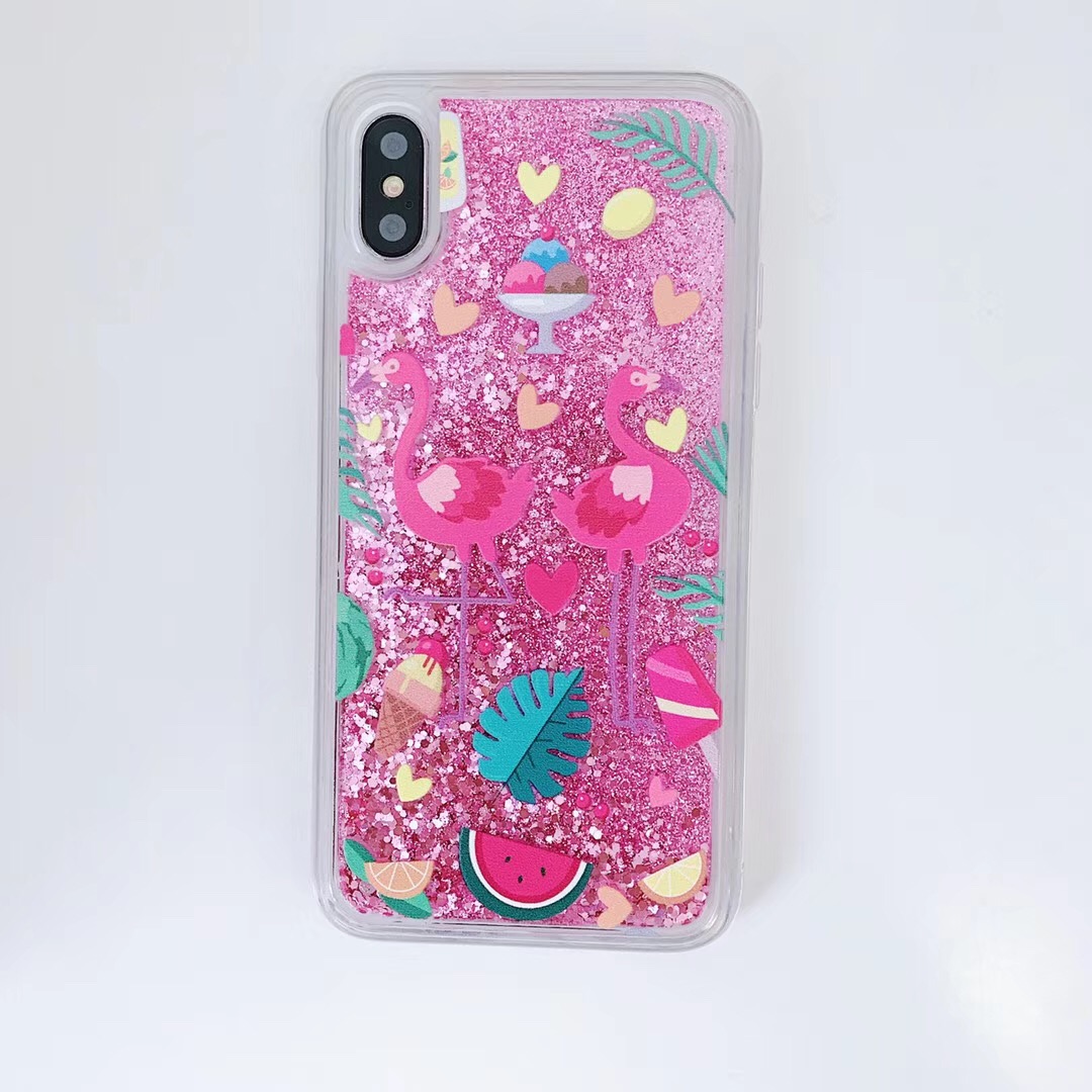 Pink Plastic Sequin Patterned Shining iPhone X Back Cover Baifo.me