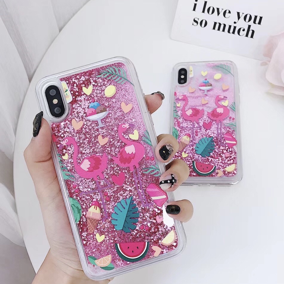 Pink Plastic Sequin Patterned Shining iPhone X Back Cover Baifo.me